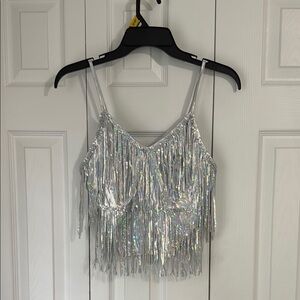 Silver Fringe Camisole Top